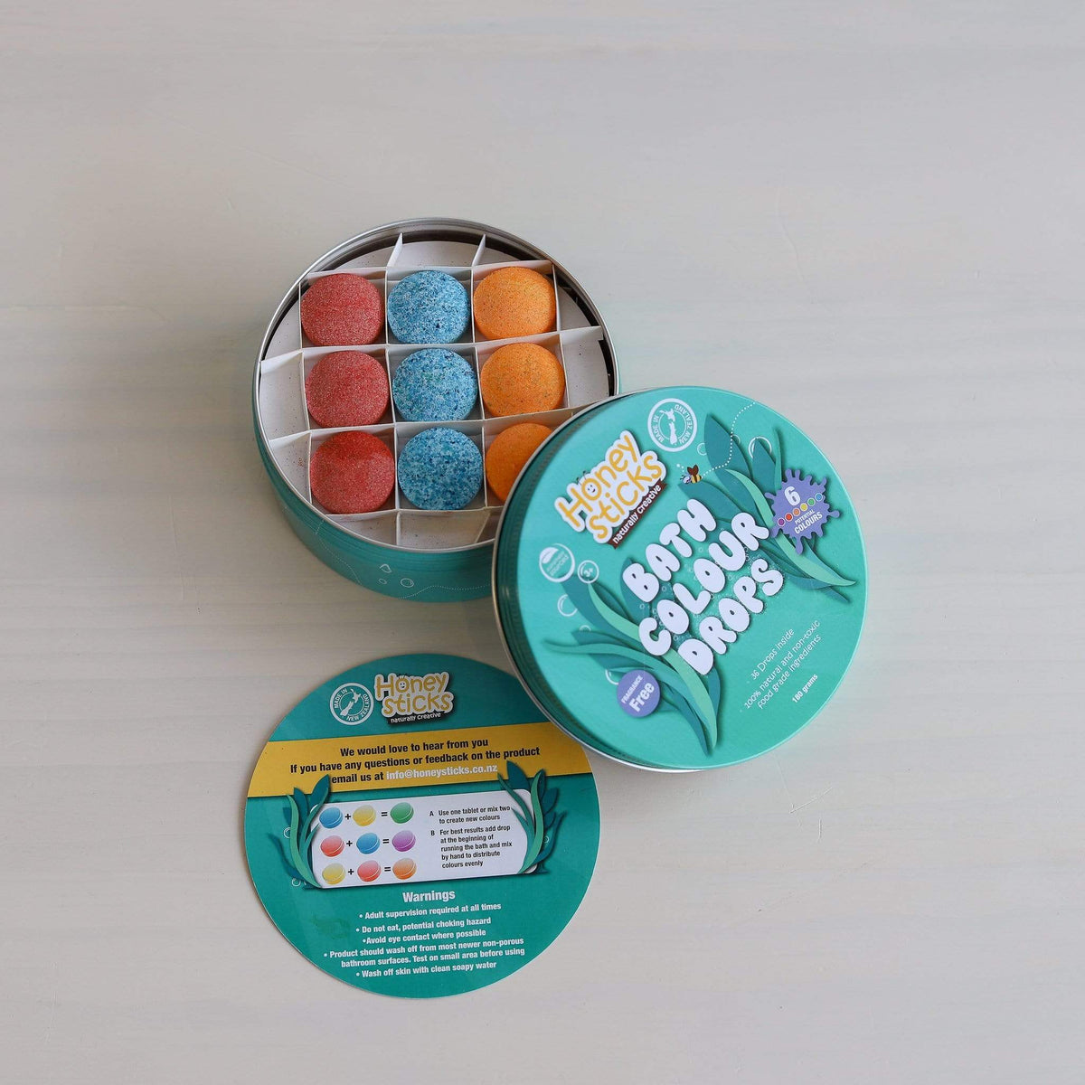 Honeysticks Bath Color Tablets for Kids - Non Toxic Bathtub Color Drops Natural